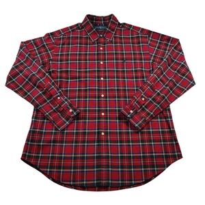 Ralph Lauren Mens Classic Fit Red‎ Tartan Plaid Button Down Shirt XL Long Sleeve